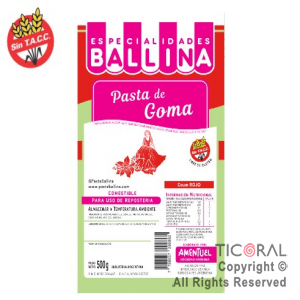 PASTA  BALLINA DE GOMA COLOR ROJO 500GRS x 1